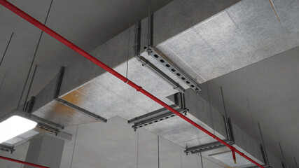 Pipes ventilation system metal, 3d render