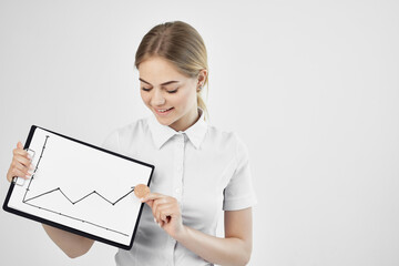 Naklejka premium cheerful woman commerce internet finance investment technologies