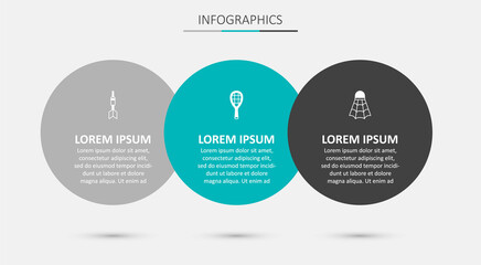 Set Tennis racket, Dart arrow and Badminton shuttlecock. Business infographic template. Vector