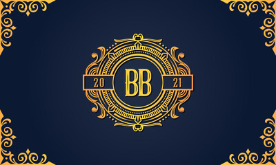 Royal vintage initial letter BB logo.
