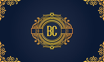 Royal vintage initial letter BC logo.