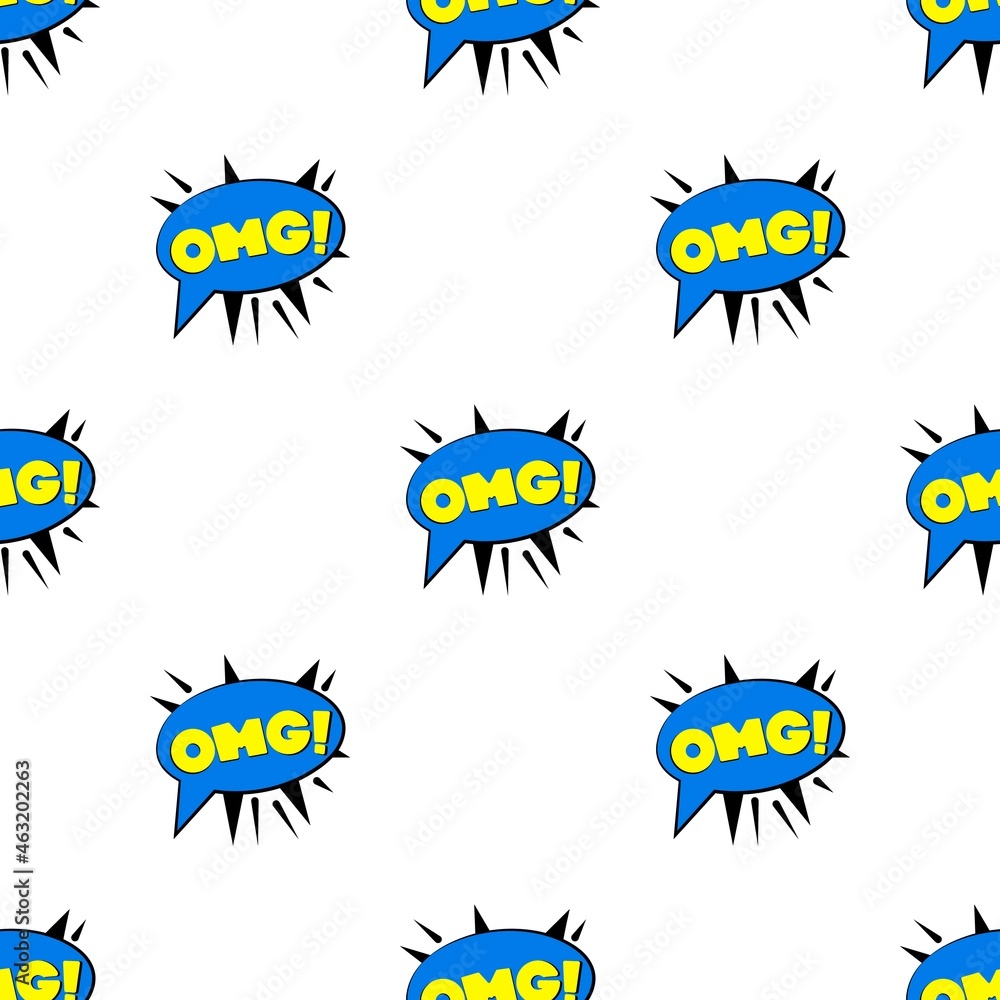 Poster omg explosion sound effect speech bubble pattern seamless background texture repeat wallpaper geomet