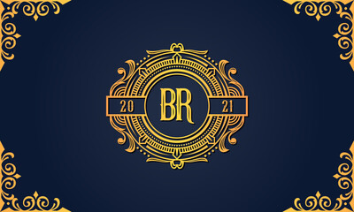 Royal vintage initial letter BR logo. - obrazy, fototapety, plakaty