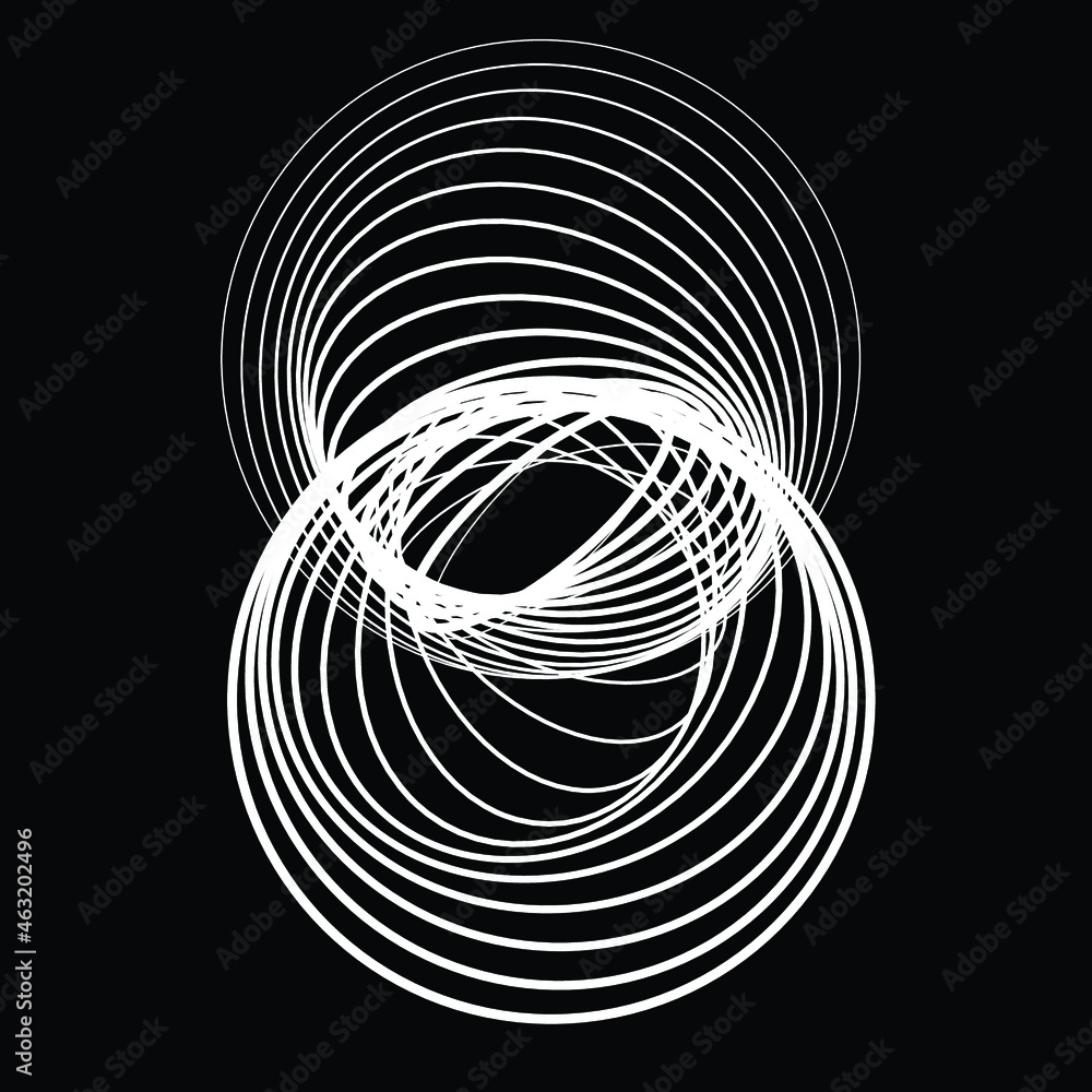 Poster abstract oval lines background with geometric circles . vector rotating ellipse line design . poster