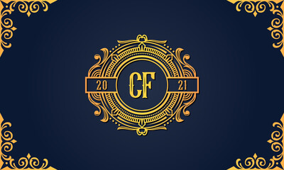 Royal vintage initial letter CF logo.
