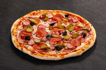 Italian traditional Pizza with sausages
