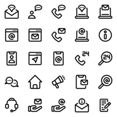Contact us icon set with line style