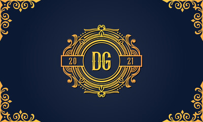 Royal vintage initial letter DG logo.