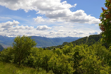 Beautiful landscape in Southtyrol with mountains behind 