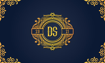 Royal vintage initial letter DS logo.