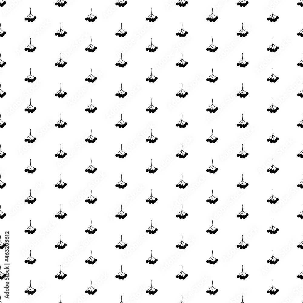 Poster Square seamless background pattern from black rowan berrys. The pattern is evenly filled. Vector illustration on white background
