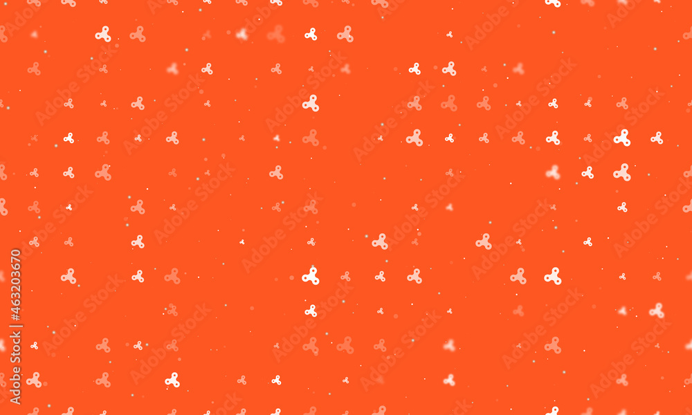 Poster seamless background pattern of evenly spaced white spinner symbols of different sizes and opacity. v