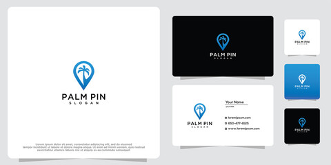 Travel pin and palm tree modern geometric creative logo design inspiration