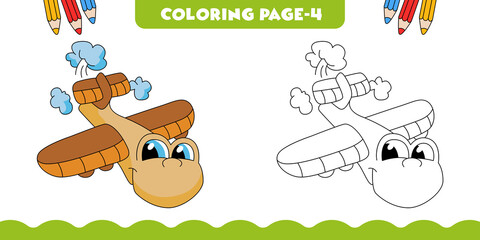 Cute and funny airplane cartoon for kids
