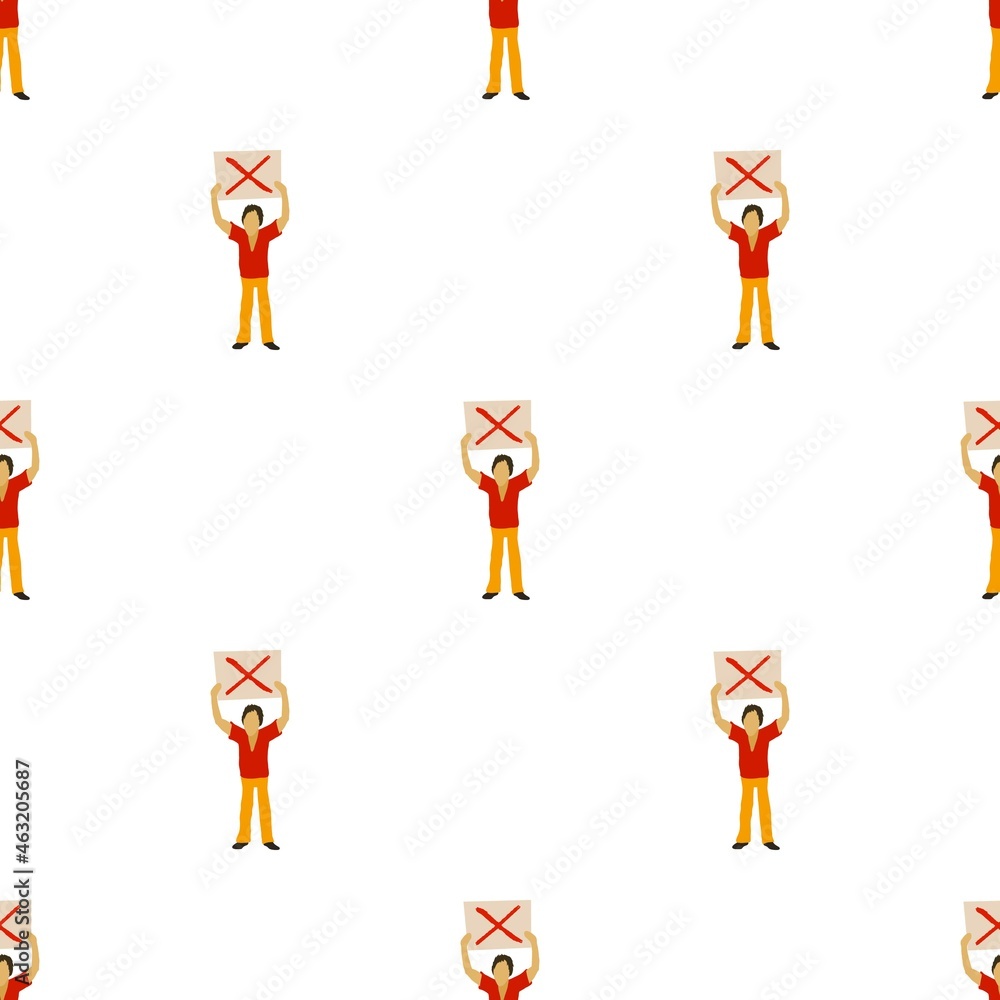 Poster man protest with sign pattern seamless background texture repeat wallpaper geometric vector