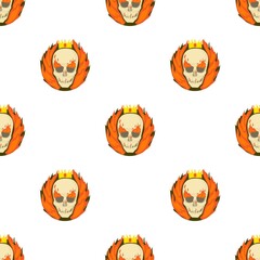 Skull on fire pattern seamless background texture repeat wallpaper geometric vector