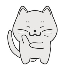 考える猫　イラスト　かわいい