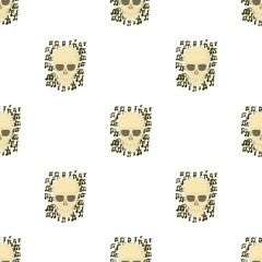Skull with notes pattern seamless background texture repeat wallpaper geometric vector