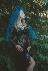 Fototapeta premium Sexy Halloween party and masquerade ideas, people outfit. Witch look for ladies