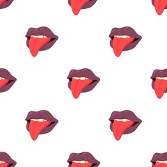 Lips with tongue pattern seamless background texture repeat wallpaper geometric vector