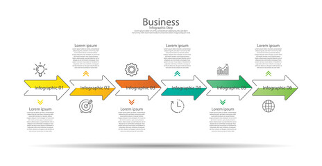 Presentation business infographic template colorful with 6 step