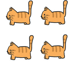 横向き猫　4パターン　イラスト