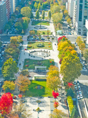 Cityscapes of Sapporo city in Hokkaido prefecture, Japan.