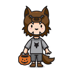 cute halloween costume wolf vector
