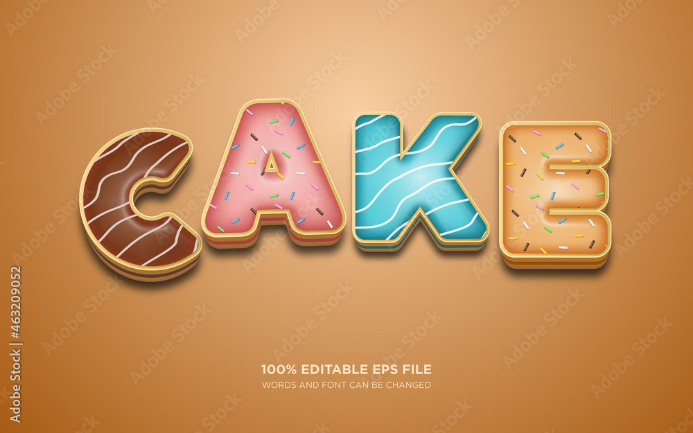Poster cake 3d editable text style effect