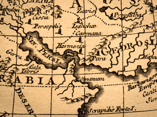 アンティークの世界地図　ギリシャとトルコ