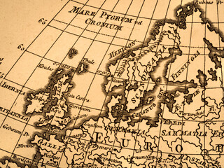 Obraz premium アンティークの世界地図 北ヨーロッパ