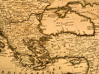 アンティークの古地図　トルコと黒海