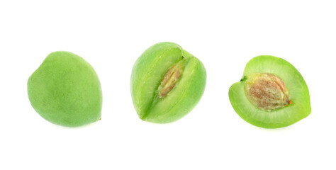 green plum fruit isolated on white background