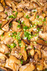 A delicious steamed chicken with shiitake mushrooms