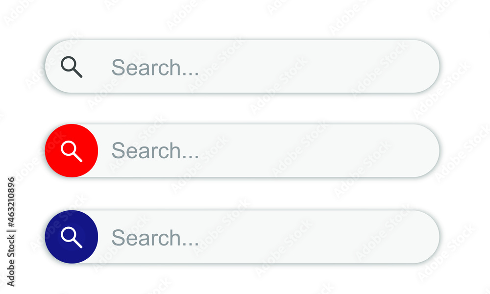 Poster search here. search bar for ui. search bar set vector icons in flat design, isolated on transparent 