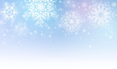 Fototapeta na wymiar Christmas background with snowflakes, blue winter snow background, vector illustration.