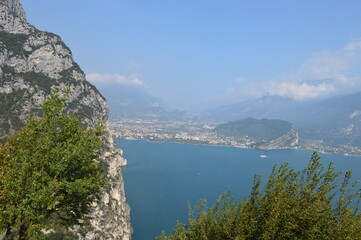 View to Lago di Garda and Riva di Garda mountains behind