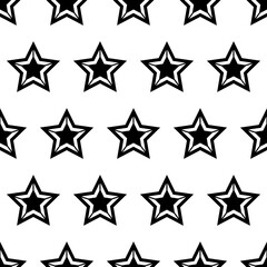 Simple black repeating stars. Vector pattern with stars in black.