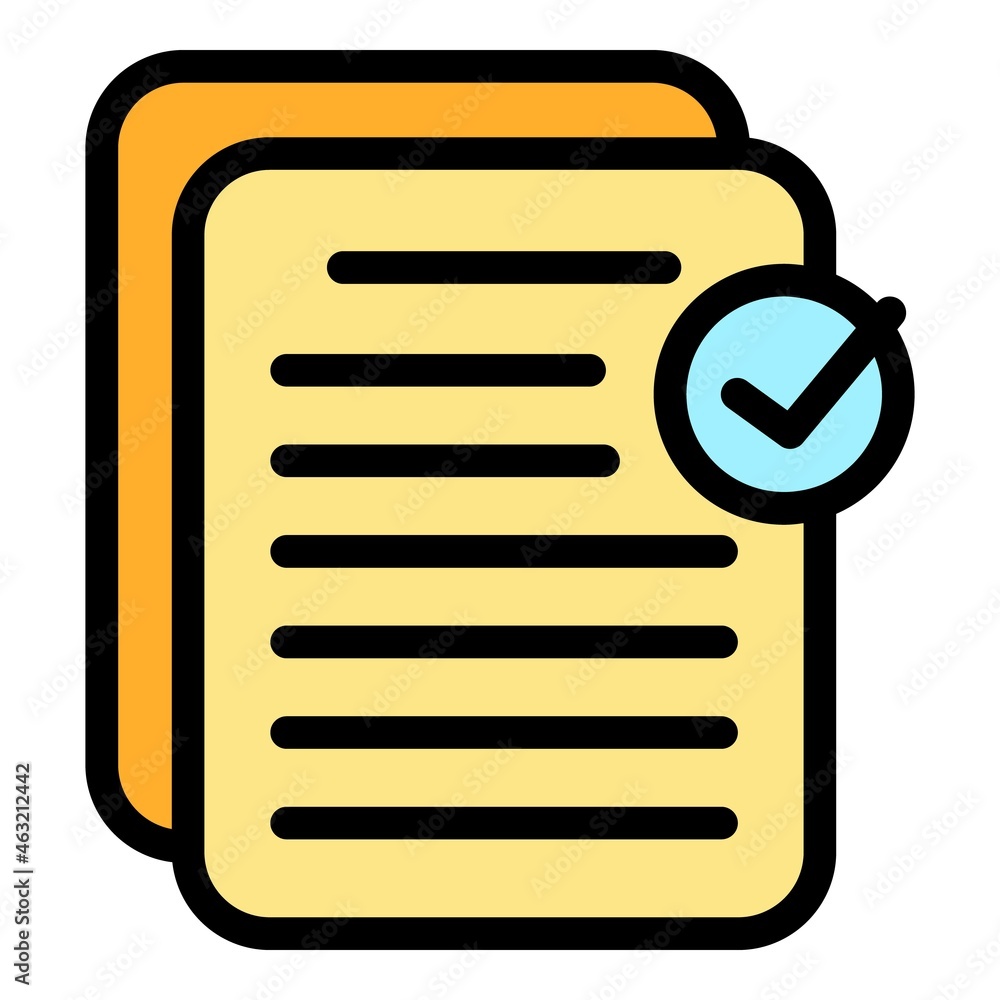 Poster approved files icon. outline approved files vector icon color flat isolated