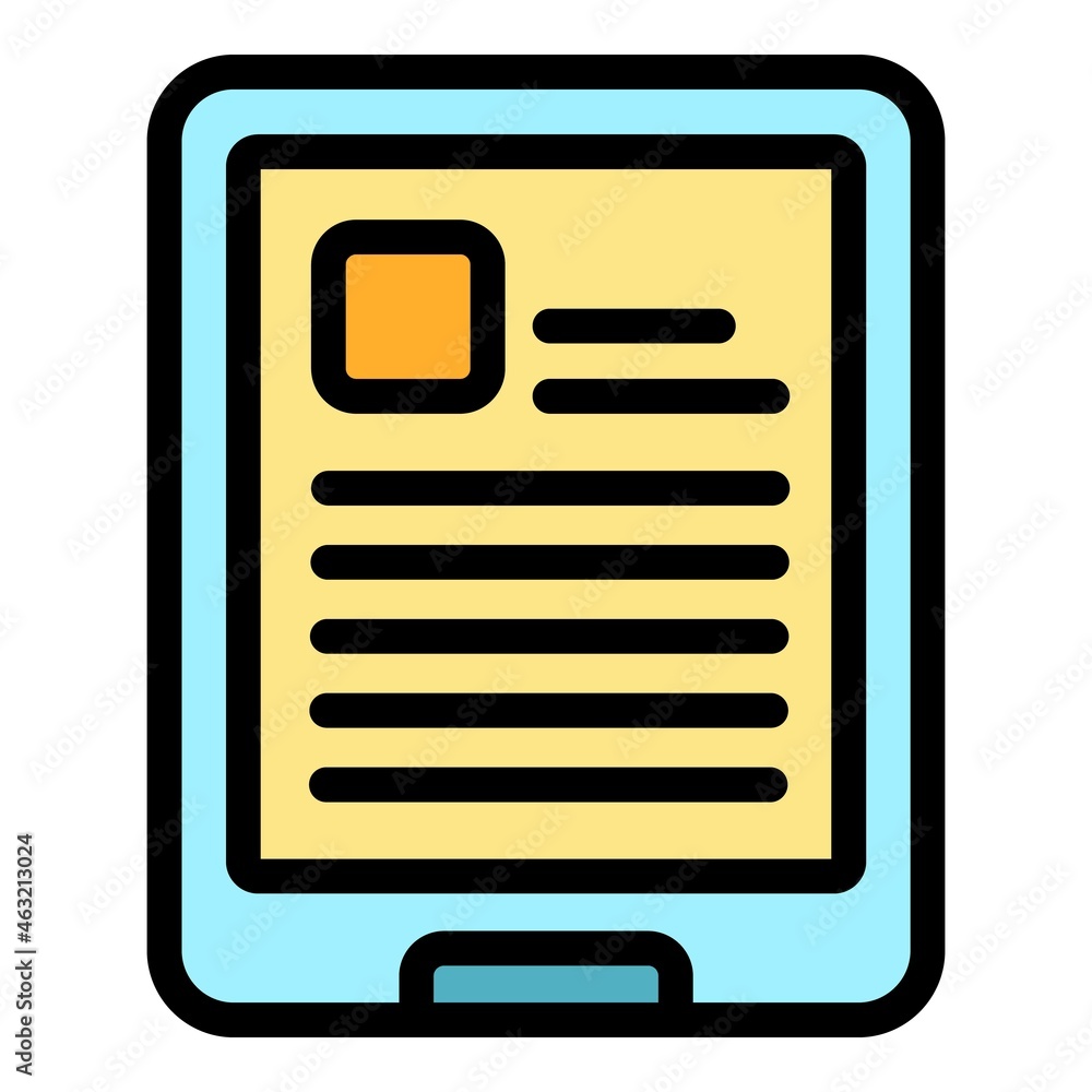 Poster ereader icon. outline ereader vector icon color flat isolated