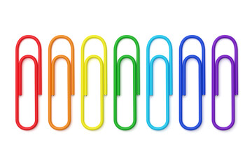 Paper clips isolated on white background. 3D rendering.