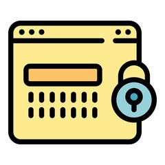 Webpage privacy icon. Outline webpage privacy vector icon color flat isolated