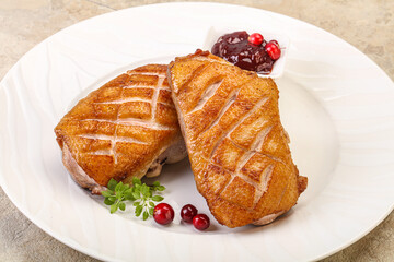 Roasted duck breast with sauce