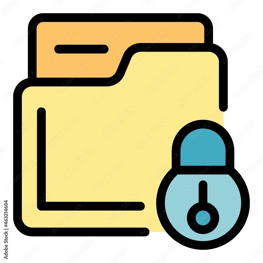 Poster folder lock icon. outline folder lock vector icon color flat isolated