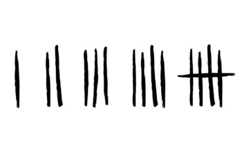 Tally marks, prison wall isolated. Counting signs vector illustration isolated on white background. 