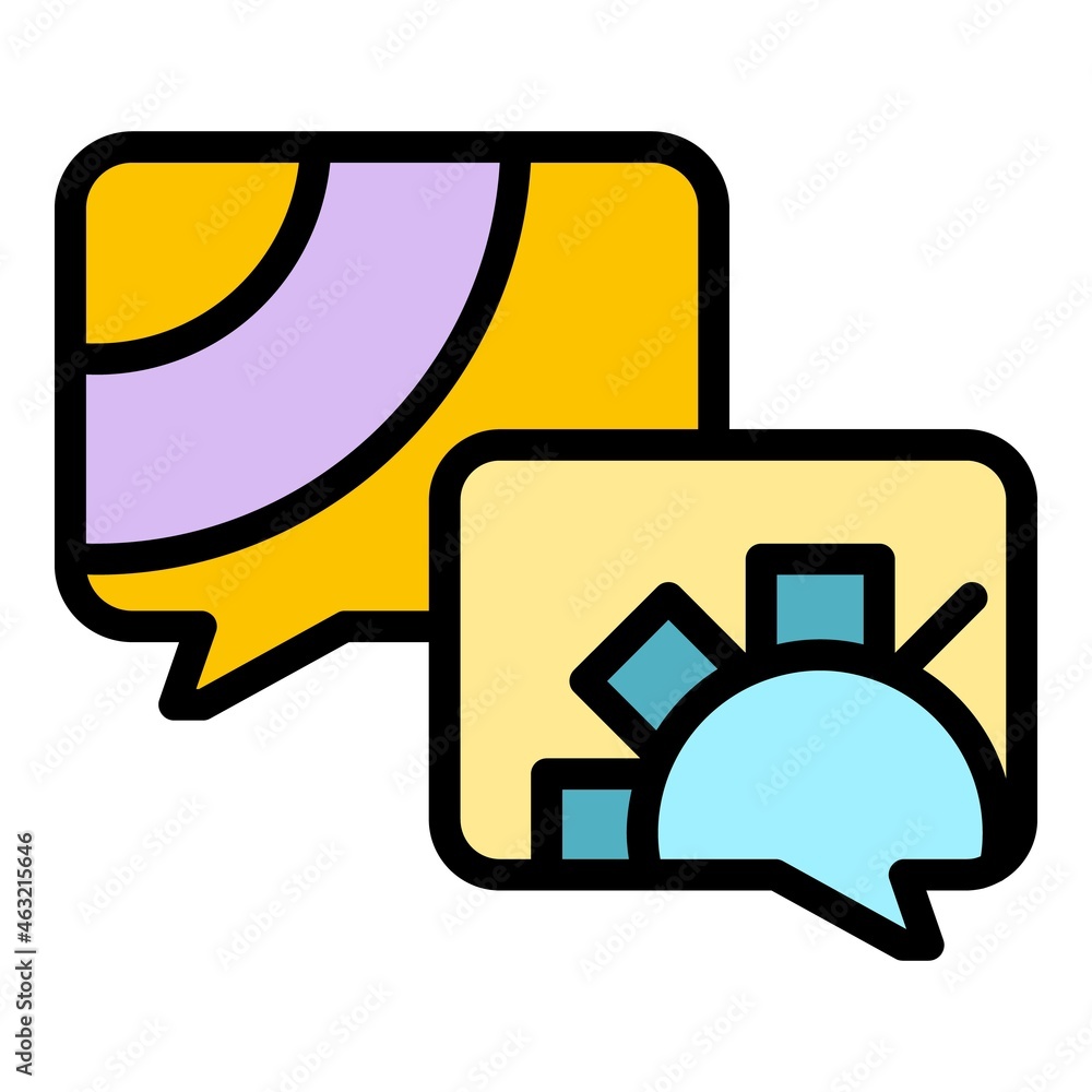 Poster support chat icon. outline support chat vector icon color flat isolated