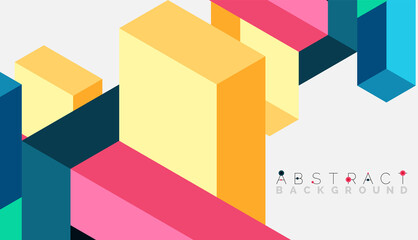 Fototapeta premium Abstract background. 3d cubes, cubic elements and blocks. Techno or business concept for wallpaper, banner, background, landing page