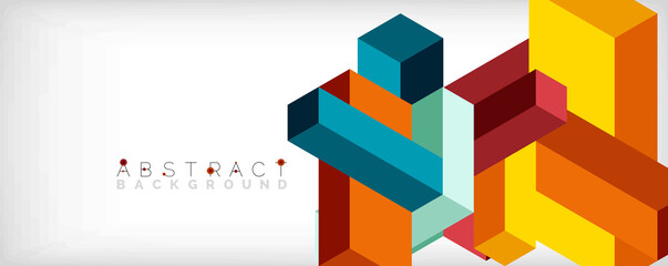 Abstract background. 3d cubes, cubic elements and blocks. Techno or business concept for wallpaper, banner, background, landing page