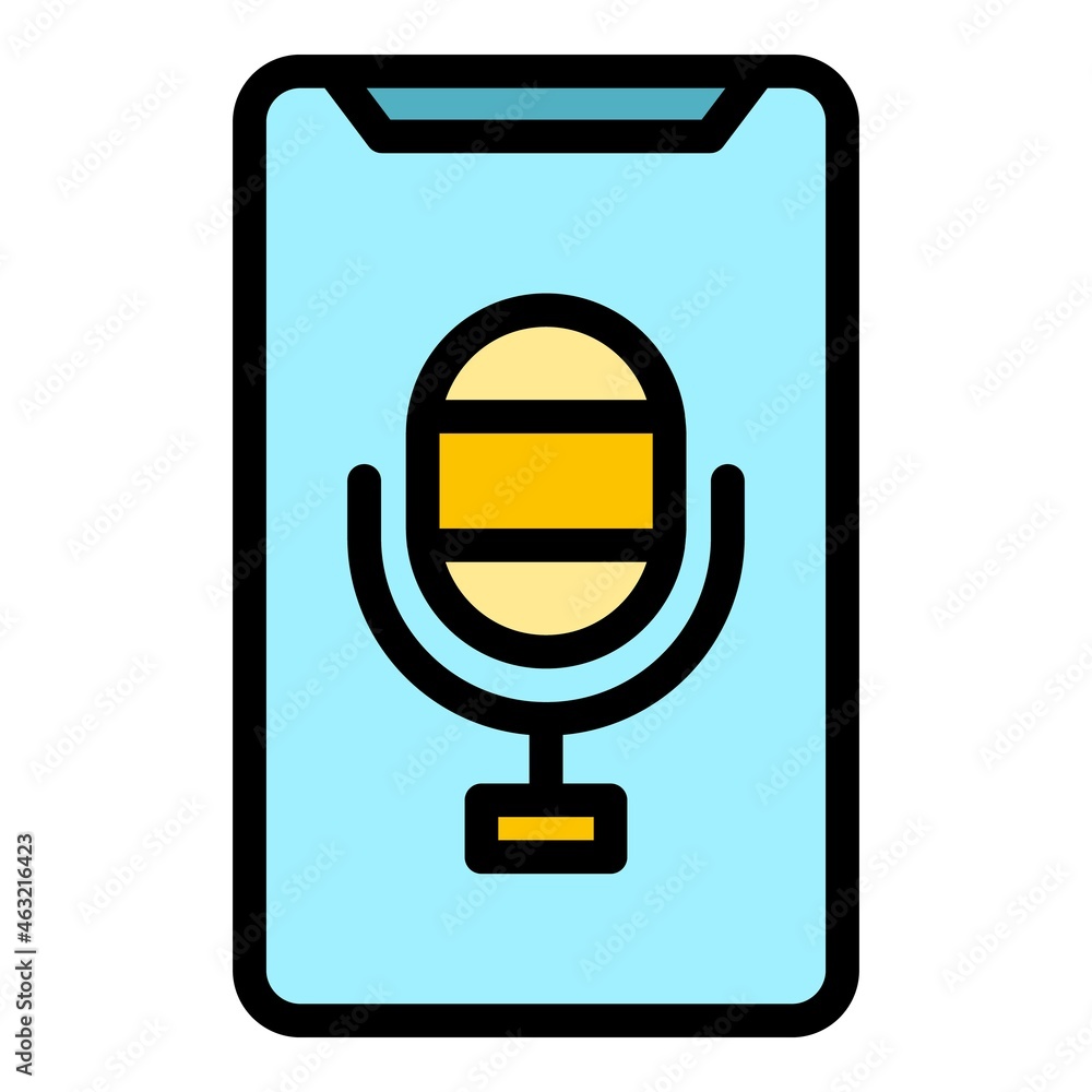Poster voice control icon. outline voice control vector icon color flat isolated