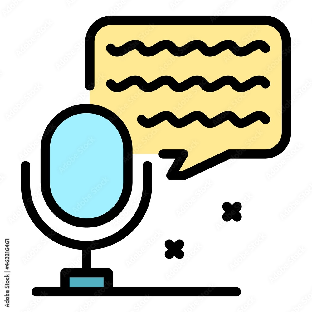 Poster speech control icon. outline speech control vector icon color flat isolated
